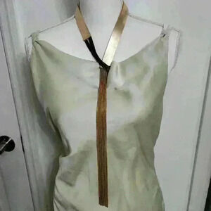 Leather & Mixed Metal Chain Necklace/Tie